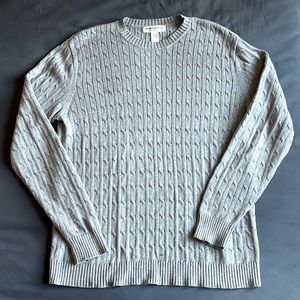Banana Republic Cable Knit Crew Gray Sweater L